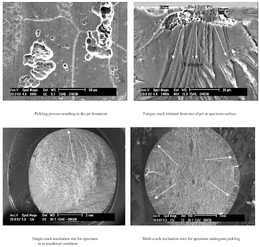 BESBlog_Fatigue_surfaces from 7010 aluminum alloy parts failed in torsion fatigue showing effects of pre-anodization pickling process